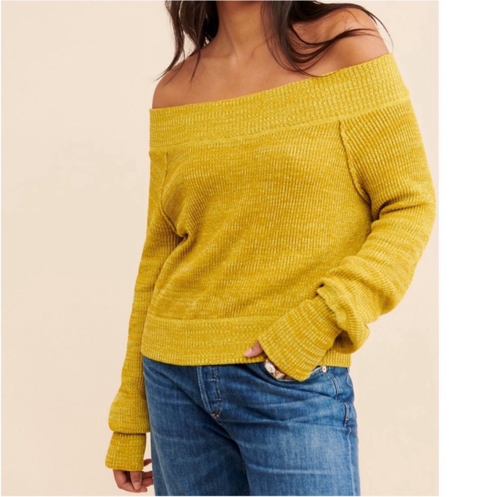 Free People Rush Crush Off the Shoulder Crop Sweater in Verbena Combo Size XS